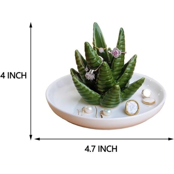 Aloe Ring Holder,Cactus Ring Dish,Jewelry Holder Trinket Tray forJewelery - Picture 6 of 6